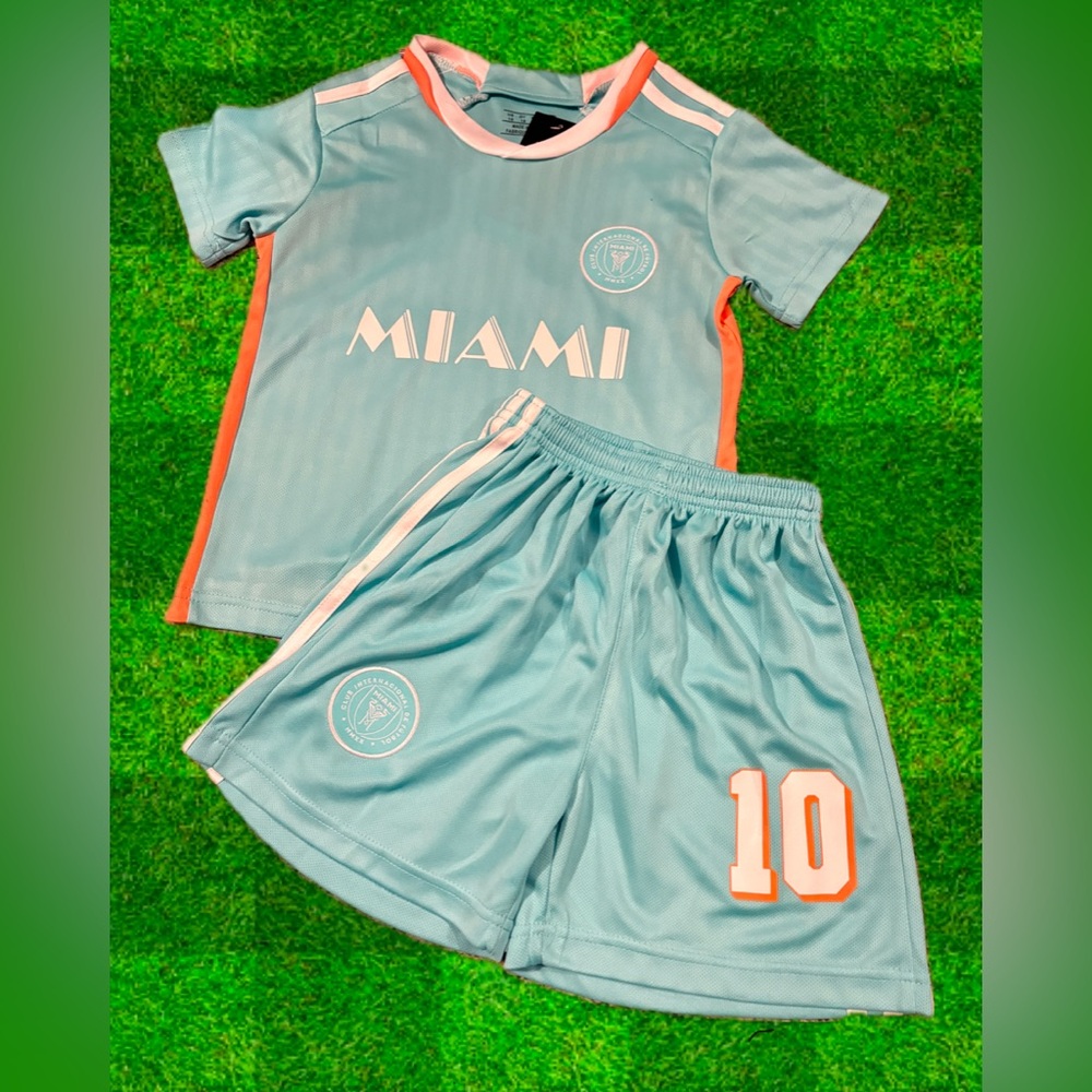 Lionel Messi Teal Youth Soccer Jersey Set 2 Piece Kit - Footballer Jersey NWT - Picture 6 of 7